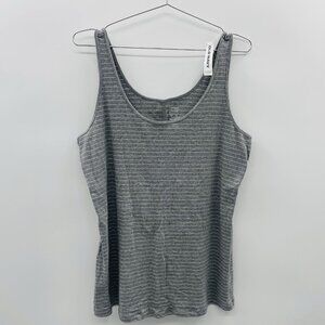 Old Navy Womens Plus Size 2X Fitted Ribbed Stretch Striped Tank Top in Gray 2271